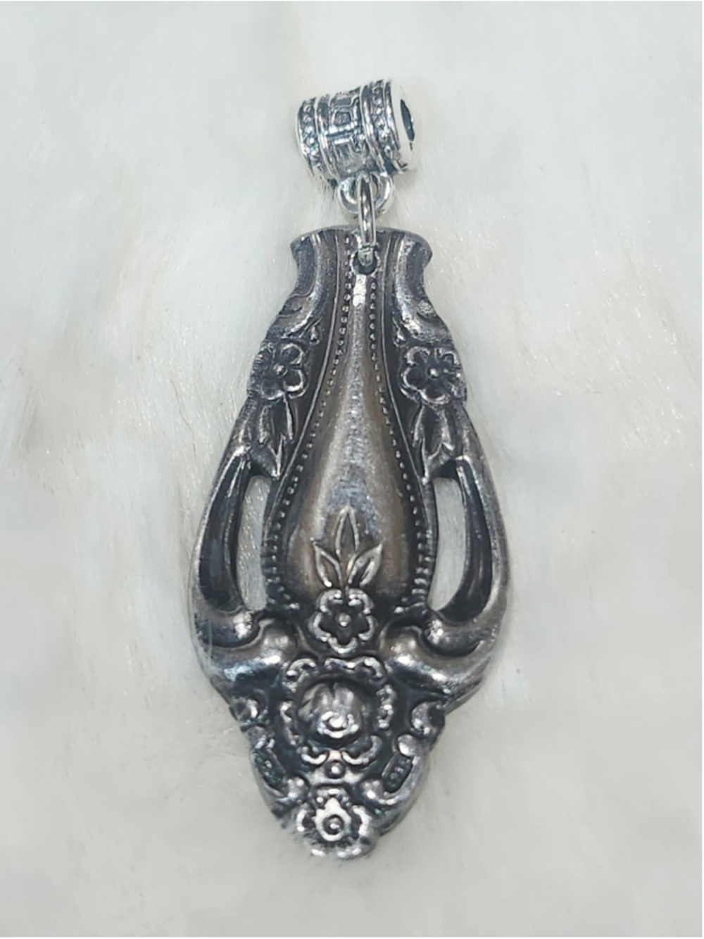 Vintage Spoon Handle Pendant Charm Stainless Steel Silverwear Jewelry